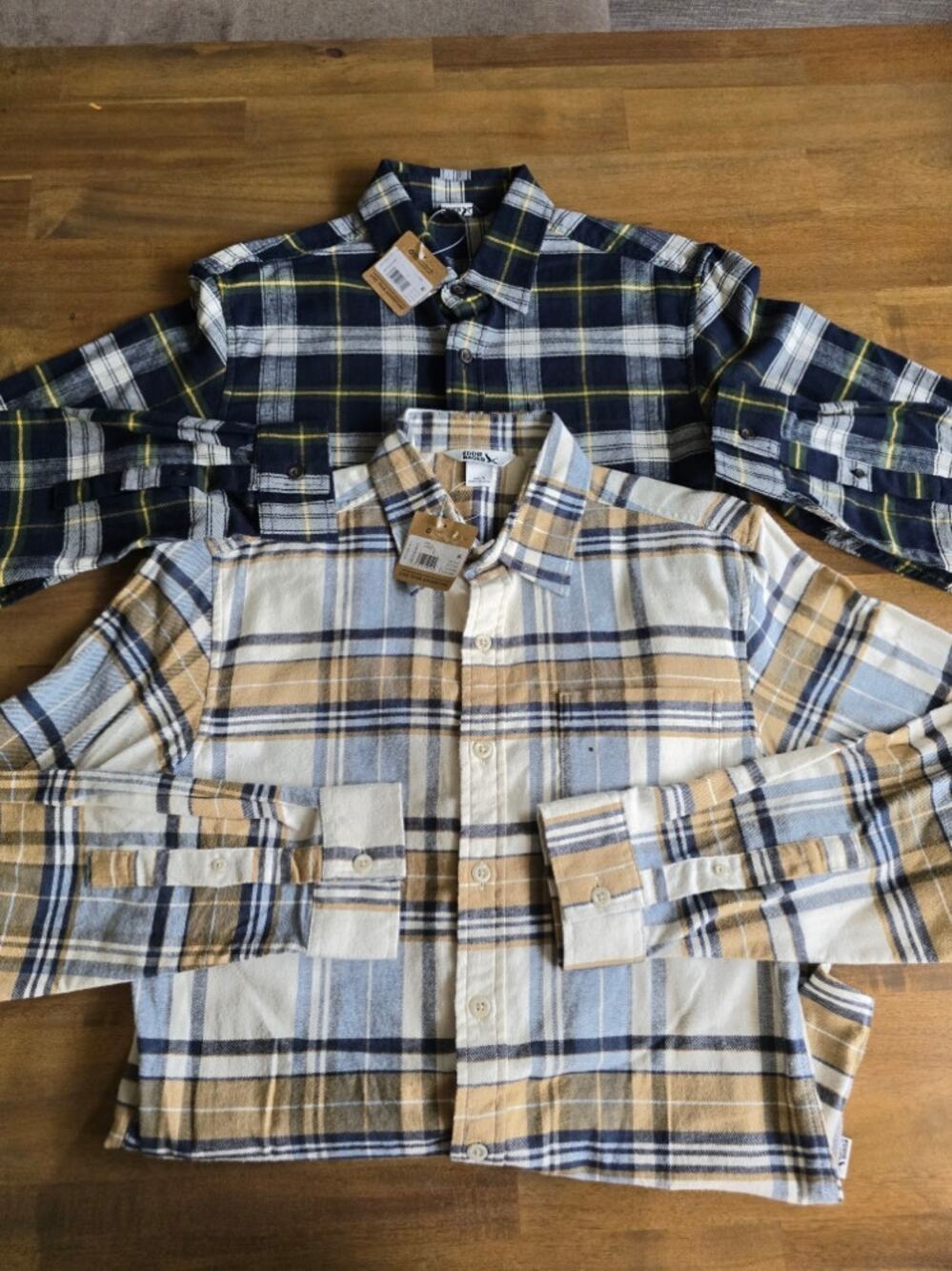 Men's Eddie Bauer Field Flannel 2.0 Button-Front Flex Shirt Long Sleeve LOT of 2